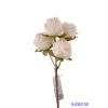  Rózsa 4 fejes ágacska 30 cm - Fehér-Rózsaszín