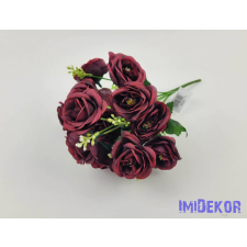  Rózsa 7 ágú selyem csokor 30 cm - Bordó dekoráció