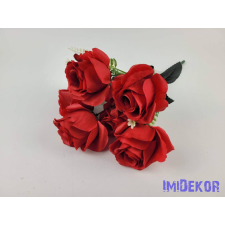  Rózsa 7 ágú selyemvirág csokor 40 cm - Piros dekoráció