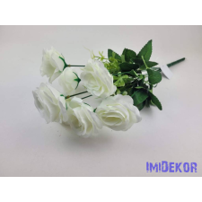  Rózsa 7 ágú selyemvirág csokor 42cm - Törtfehér dekorációs kellék