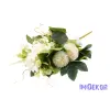  Rózsa 9 ágú selyem csokor 47 cm - Krém-Zöld