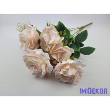  Rózsa 9 ágú selyemvirág csokor 49 cm - Krém-Barack dekorációs kellék