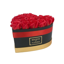  Rózsa Box szív alakú 25 szál fekete - vörös ajándéktárgy