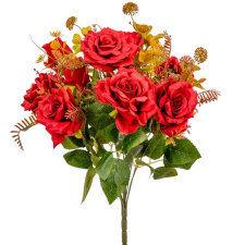  Rózsa csokor 9v. vörös M45cm 12ágú 24db/# dekorációs kellék