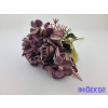  Rózsa + kis virág 7 ágú selyem csokor 29cm - Mély bordó