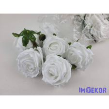  Rózsa selyemvirág fej 7 cm - Fehér dekorációs kellék