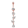  Rózsaarany Színű Levél Alakú Lógós Köldök Piercing Cirkónia Kővel