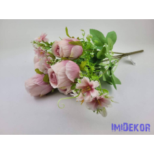  Rózsabimbó 9 ágú selyem csokor 44cm - Rózsaszín dekorációs kellék