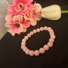  Rózsakvarc  gyöngy karkötő 0,8 cm-es karkötő