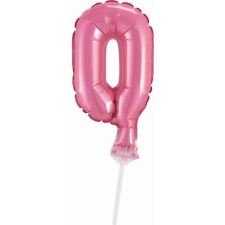 Rózsaszín 0-ás Pink szám fólia lufi tortára 13 cm party kellék