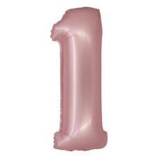 Rózsaszín 1-es Light Pink Mat szám fólia lufi 76 cm party kellék