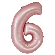 Rózsaszín 6-os Light Pink Mat szám fólia lufi 76 cm party kellék