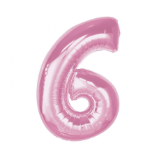 Rózsaszín 6-os Light Pink szám fólia lufi 92 cm party kellék