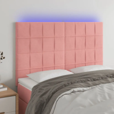  rózsaszín bársony LED-es fejtámla 144x5x118/128 cm ágy és ágykellék
