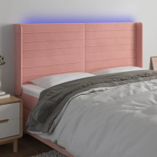  rózsaszín bársony LED-es fejtámla 183x16x118/128 cm ágy és ágykellék