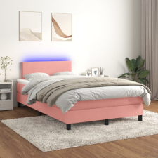 rózsaszín bársony rugós és LED-es ágy matraccal 120x200 cm ágy és ágykellék