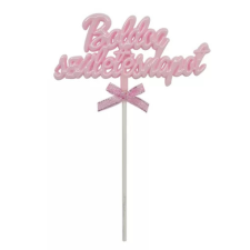  Rózsaszín Boldog Születésnapot torta dísz party kellék