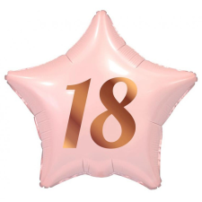 Rózsaszín Happy Birthday 18 Pink csillag fólia lufi 44 cm party kellék