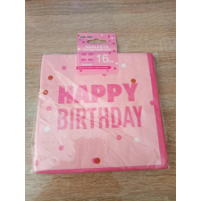 Rózsaszín Happy Birthday felíratú szalvéta sütés és főzés