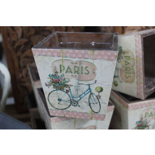 Rózsaszín-krém shabby kaspó 11cm kerti tárolás
