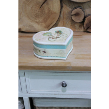  Rózsaszín-krém szív alakú tároló fából 20cm ajándéktasak