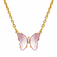  Rózsaszín kristálypillangós gyerek nyaklánc medállal nyaklánc