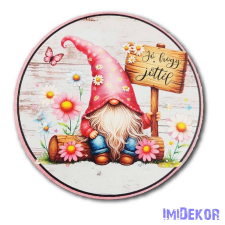  Rózsaszín manó - Jó, hogy jöttél kör 13cm dekorációs kellék