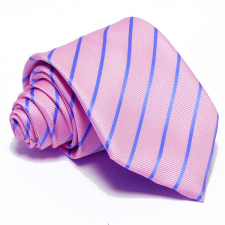  Rózsaszín nyakkendő - tengerkék csíkos nyakkendő