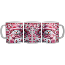  Rózsaszín Porcelán Hóember - 3D Mintás Bögre bögrék, csészék