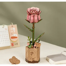  Rózsaszín rózsa 3D fa puzzle modell puzzle, kirakós