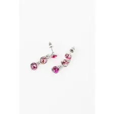 Rózsaszín Swarovski® Köves Nikkelmentes Fémből Készült Női Lógós Fülbevaló fülbevaló