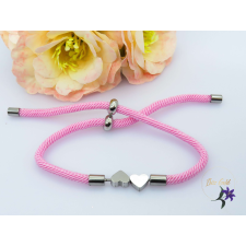  Rózsaszin szivecskés karkötő -rodium karkötő