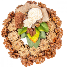  Rózsatoboz koszorú hazai szárazvirág díszítéssel 25cm dekorációs kellék