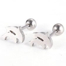 Rozsdamentes acél delfines fülbevaló, 5,5x8x2 mm fülbevaló