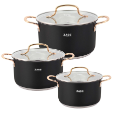  Rozsdamentes acél edénykészlet fedéllel Zass Gourmet ZG-SCS 01 edény