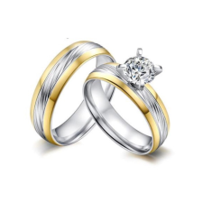  Rozsdamentes acél férfi karikagyűrű aranyozással,11-es méret gyűrű