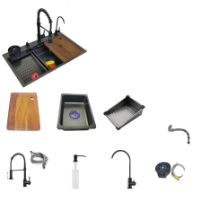  Rozsdamentes acél konyhai mosogató, nagy egy tál, könnyű összeszerelés, 75x46cm C mosogatótálca