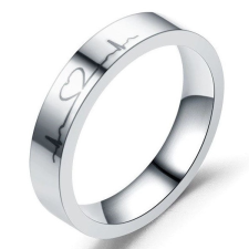  Rozsdamentes acél női karikagyűrű, EKG-jellel, 8-as méret gyűrű