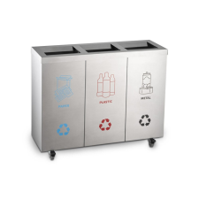  Rozsdamentes acél szelektív szemetes 3 részes 304-as acél szemetes