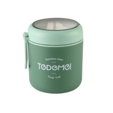  Rozsdamentes ételhordó termosz kanállal - Zöld papírárú, csomagoló és tárolóeszköz