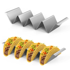 Rozsdamentes fém taco tartó állvány-4 rekesszel sütés és főzés