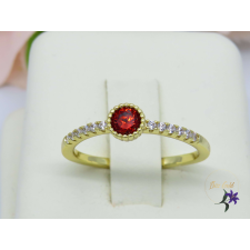  Rozzi kis piros köves eljegyzési gyűrű-14K gyűrű