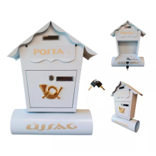 RPP Fém postaláda, levélszekrény újságtartóval, betekintőablakkal, zárható, fehér színben postaláda