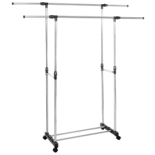  Ruhaakasztó, szobainas,85-150 cm kerekeken, mobil alumínium teleszkópos állvány bútor