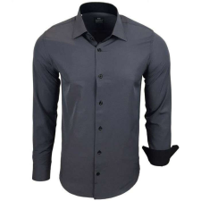 RUSTY NEAL férfi ing R-44 hosszú ujjú karcsú fazon, 4XL Sötétszürke férfi ing