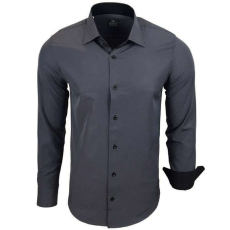  RUSTY NEAL férfi ing R-44 hosszú ujjú karcsú fazon, 5XL Sötétszürke