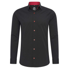 RUSTY NEAL férfi ing R-44 hosszú ujjú karcsú fazon, Fekete 4XL férfi ing