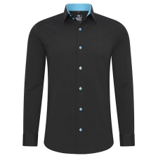 RUSTY NEAL férfi ing R-44 hosszú ujjú karcsú fazon, Fekete 5XL férfi ing