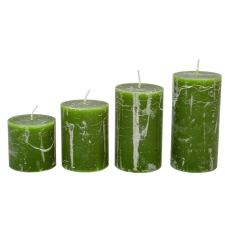  Rusztikus 60mm-es lépcsős henger gyertya Zöld (csom ár) dekorációs kellék