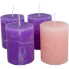  Rusztikus henger gyertya 60x80mm lila-rózsaszín 4db/csom (db ár)